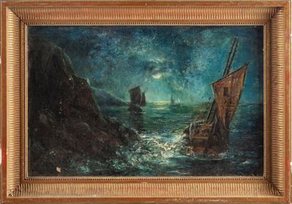 null ÉCOLE de la fin du XIXe
Marine nocturne
Huile sur toile
30 x 46 cm
Encadré