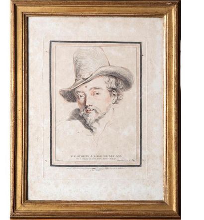 null Portrait de Rubens à l'âge de 30 ans dessiné par Antoine Watteau
Gravure
26...