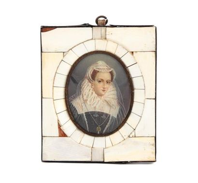 null École FRANCAISE DU XIXe

Portrait présumé de Marie Stuart

Miniature à vue ovale

Monogrammé...