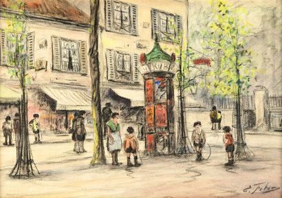 null Edouard FEBVRE (1885-1967)

Les poulbots autour du kiosque

Pastel 

Signé en...