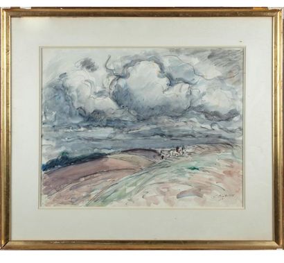 null Léonard BORDES (1898-1969)

Tempête et paysage de campagne

Aquarelle

Signé...