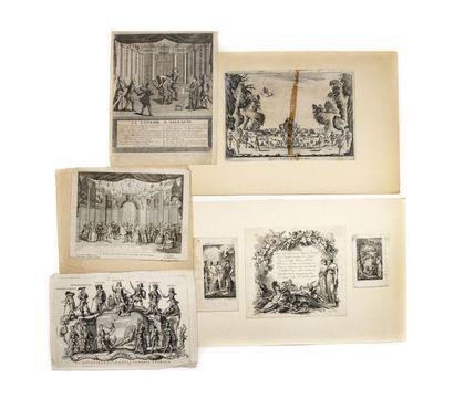 null Ensemblre de 5 gravures du XVIIIe en noir et blanc sur le theme du théatre

En...