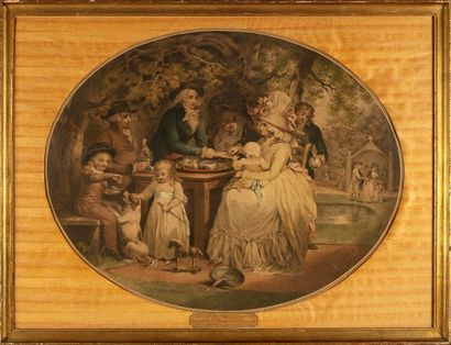 null D'après George MORLAND (1763-1804)

The Tea Garden

Estampe à vue ovale 

Vers...