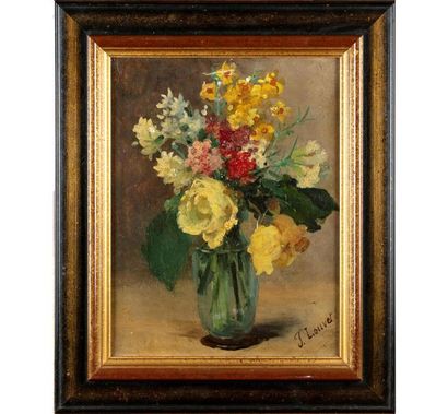 J. LOUVET J. LOUVET (XIXe - XXe)
Bouquet de fleurs 
Huile sur toile 
Signé en bas...