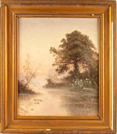 Paul MORIZET Paul MORIZET (XIXe)
Paysage au bord de l'eau
Paire d'huiles sur toile
Signé...