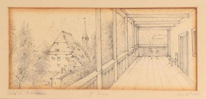 null École ALLEMANDE (?) du XIXe
Terrasse d'un hotel à Interlaken ...
Dessin au crayon
Situé...