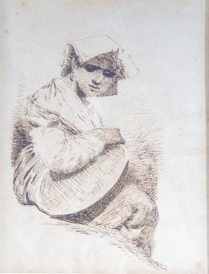 D'après REMBRANDT (?) D'après REMBRANDT (?)
Femme assise
Estampe 
26 x 20 cm
Encadrée...