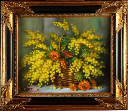 G. MORO G. MORO (XXe)
Le bouquet de mimosas
Huile sur toile
Signé en bas à gauche
39...