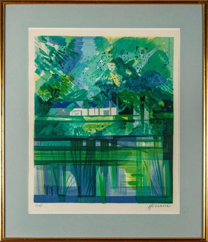 Camille HILAIRE Camille HILAIRE (1916-2004)
Paysage au pont
Lithographie en couleur
Signé...