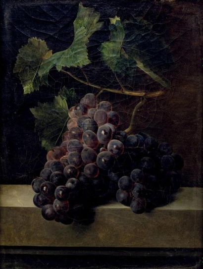 Ecole française du XVIIIè 18th
century FRENCH SCHOOL Still life with black grapes
Oil...