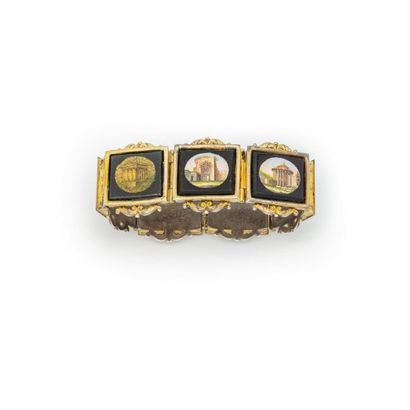 BRACELET ARTICULE Articulated bracelet decorated with onyx plaques decorated with...