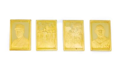 Coffret de 4 timbres Set of 4 gold stamps bearing the effigy of General de Gaulle
Weight:...