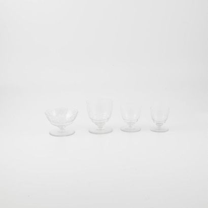BACCARAT BACCARAT
Set of crystal glasses model Lully with engraved decoration of...