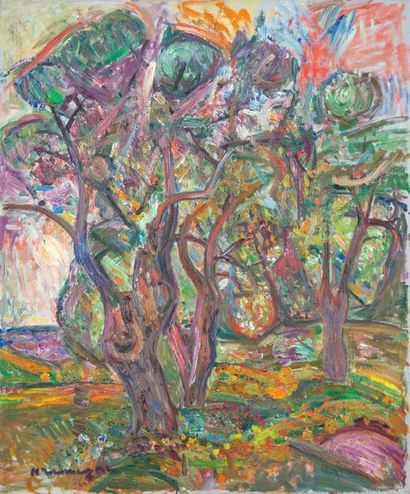 Pinchus KREMEGNE (1890-1981) Pinchus KREMEGNE (1890-1981)
Paysage aux arbres
Huile...