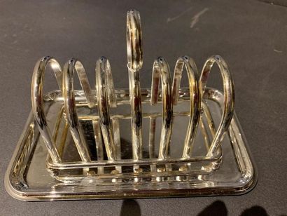 null Toast rack en métal argenté et son plateau