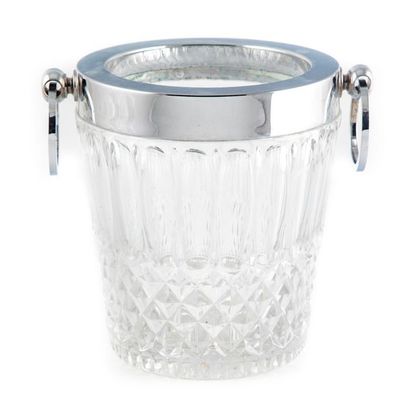 null Large cut glass bucket with metal band, the sockets in the shape of a ring
19...