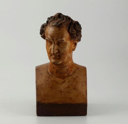 FEUCHERE Jean Jacques FEUCHERE (1807-1852)
Bust of Jean-François Provost in Hermès
Plaster...