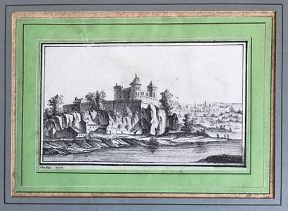 CHAHAN CHAHAN (?)
Fortress on the bank of a river
Drawing in ink by hand of a print...