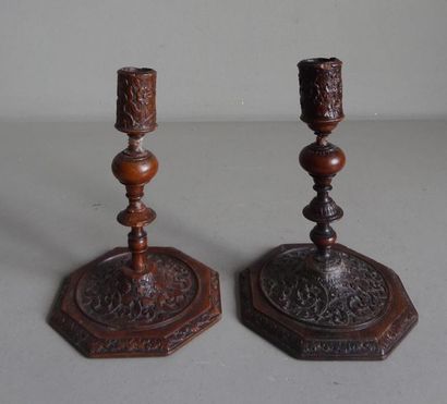 null Surrounding the BAGARD in Nancy
Two candlesticks made of carved wood from Saint...