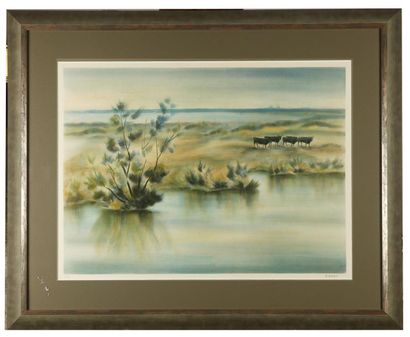 ZAROU ZAROU (XXth)
Payssage de Camargue
Color Lithograph Artist's
Proof signed lower...