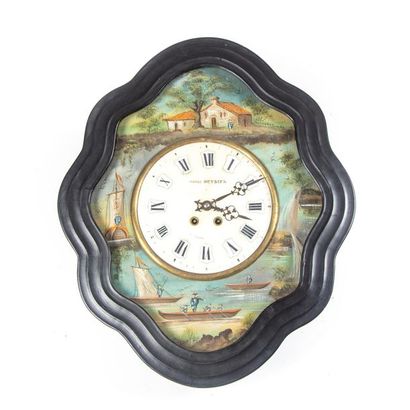 null Cartel known as oeil de boeuf, the marble dial signed Pierre OUVRIER with enamel
Roman...
