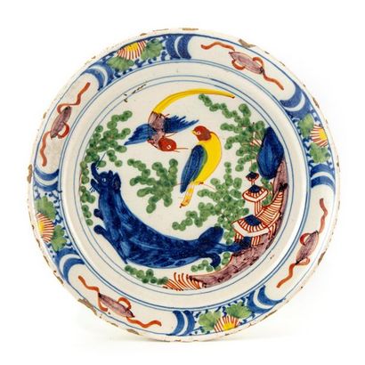DELFT DELFT
Pair of earthenware plates with polychrome decoration of birds
XVIIIth
D.:...