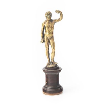 null Statuette en bronze doré représentant Hercule dans le style italien du XVIe...