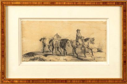 null FRENCH SCHOOL OF THE XIXth
century Horses
Drawing
Signature
Trace 9 x 18 cm