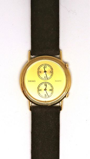 SEIKO SEIKO - Vintage
Men's Watch with gold-plated case. Round dial with two counters...