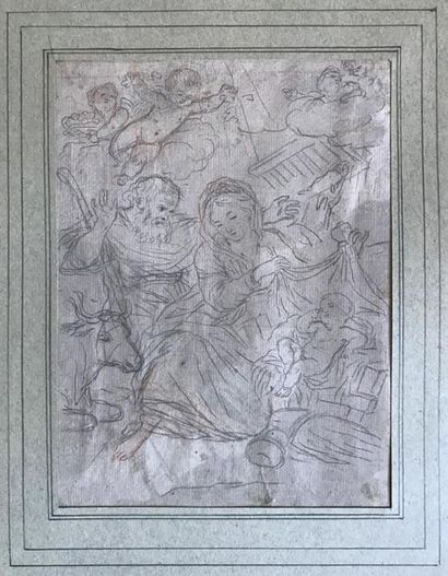 null École FRANCAISE du XIXe
Scène de La Nativité
Pencil drawing on paper (sheet)
18...