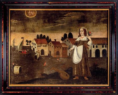 null HOLLISH SCHOOL of the XVIIth 
Scene of the life of a Saint
Oil on canvas
85...