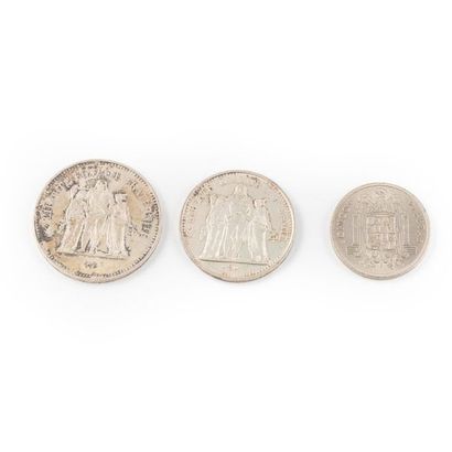 Set of 1 x 50 Silver Francs 1 x 10 Silver...