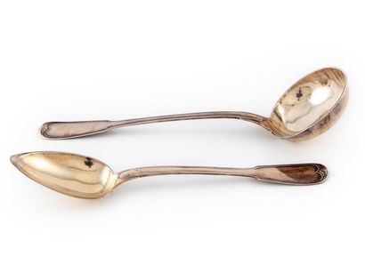 null Silver ragout ladle and spoon, filleted and contoured model. M.O. number
: D.T.P....
