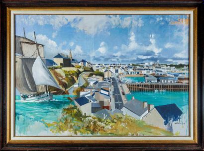 CHATAIGNER Maurice CHATAIGNER (1941)
Le port et la ville de Granville
Huile sur toile
Signé...