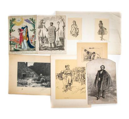 null Set of 6,19th century engravings: studies after DEGAS - Alfred de Musset by...