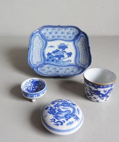 null CHINA Set
of two small bowls - a large bowl and a covered porcelain box with...