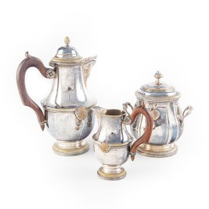 null Coffee service in silver metal, net and shell model including: a coffee pot,...