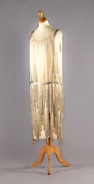 null Robe du soir, haute couture, vers 1925, robe en deux pièces en satin de soie...