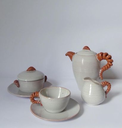 null Alexandre de WEMMEL (1909-1964) "Selfish" coffee
service in glazed ceramic....