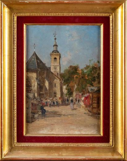 null Attributed to Charles LAPOSTOLET (1824-1890)
View of Beaune
Oil on panel
Annotated...