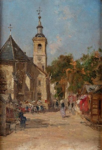 null Attributed to Charles LAPOSTOLET (1824-1890)
View of Beaune
Oil on panel
Annotated...