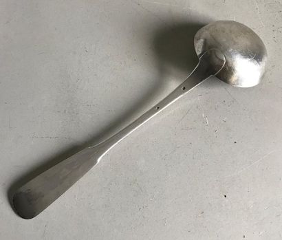 null Silver ladle, plain flat model. 
M.O : G.D ( not identified - Minerva stamp...