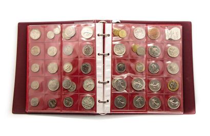 null Album of old coins including:
5 centimes 1854 A 
1 coin of 2 francs 1924 chamber...