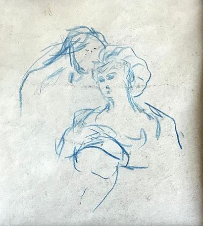 null Pierre LAPRADE (1875-1932)
Woman in bust on the front and couple on the back
Pencil...