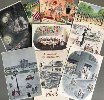 null SEMPÉ 
Comment on s'enrhume à Paris - 1961
Portfolio de cartons publicitaires...