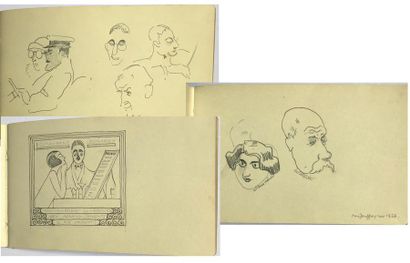 null Ensemble de trois carnets à dessins en percale par Jean DUVILLARD. Circa 1924/25...
