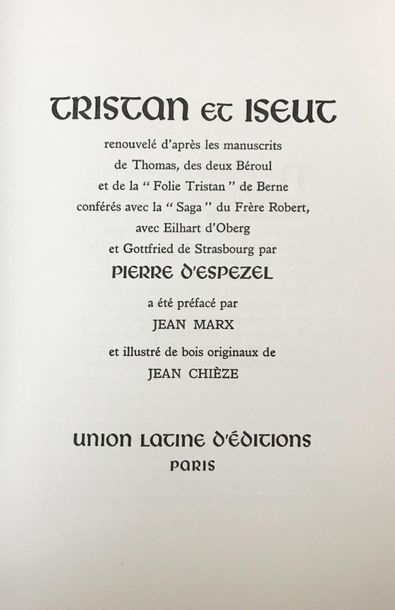 null Pierre d'ESPEZEL - J.CHIEZE, Tristan et Iseut renouvelé d'après les manuscrits...