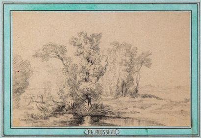 null Attribué à Philippe ROUSSEAU (1816-1887)
Le Chemin
Paysage lacustre
Deux dessins...