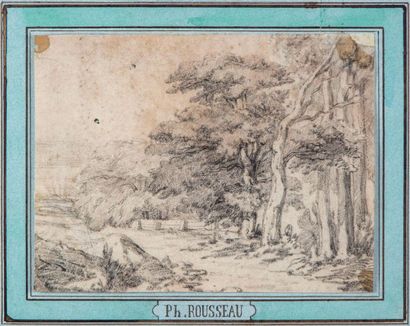 null Attribué à Philippe ROUSSEAU (1816-1887)
Le Chemin
Paysage lacustre
Deux dessins...