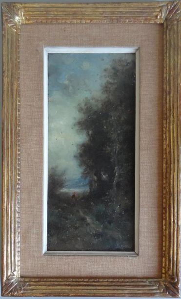 null Late 19th
century FRENCH SCHOOL Underwood Landscape
Oil on panel
Signed lower...